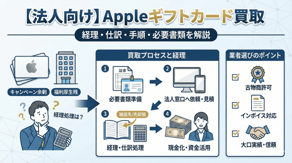 【法人向け】Appleギフトカード買取の経理・仕訳は？まとめて売却する手順と必要書類